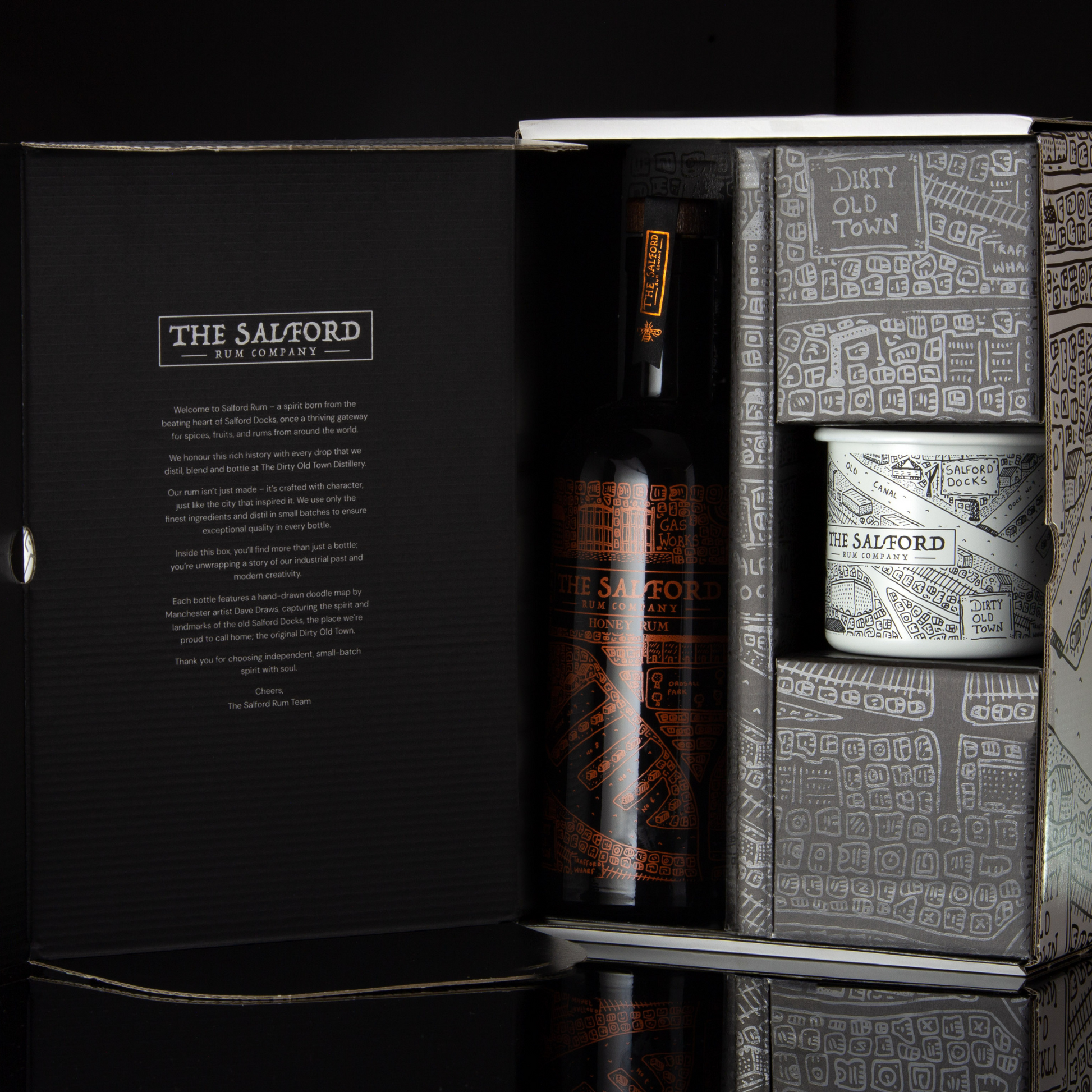 Salford Rum gift set coffee rum bottle with tumbler
