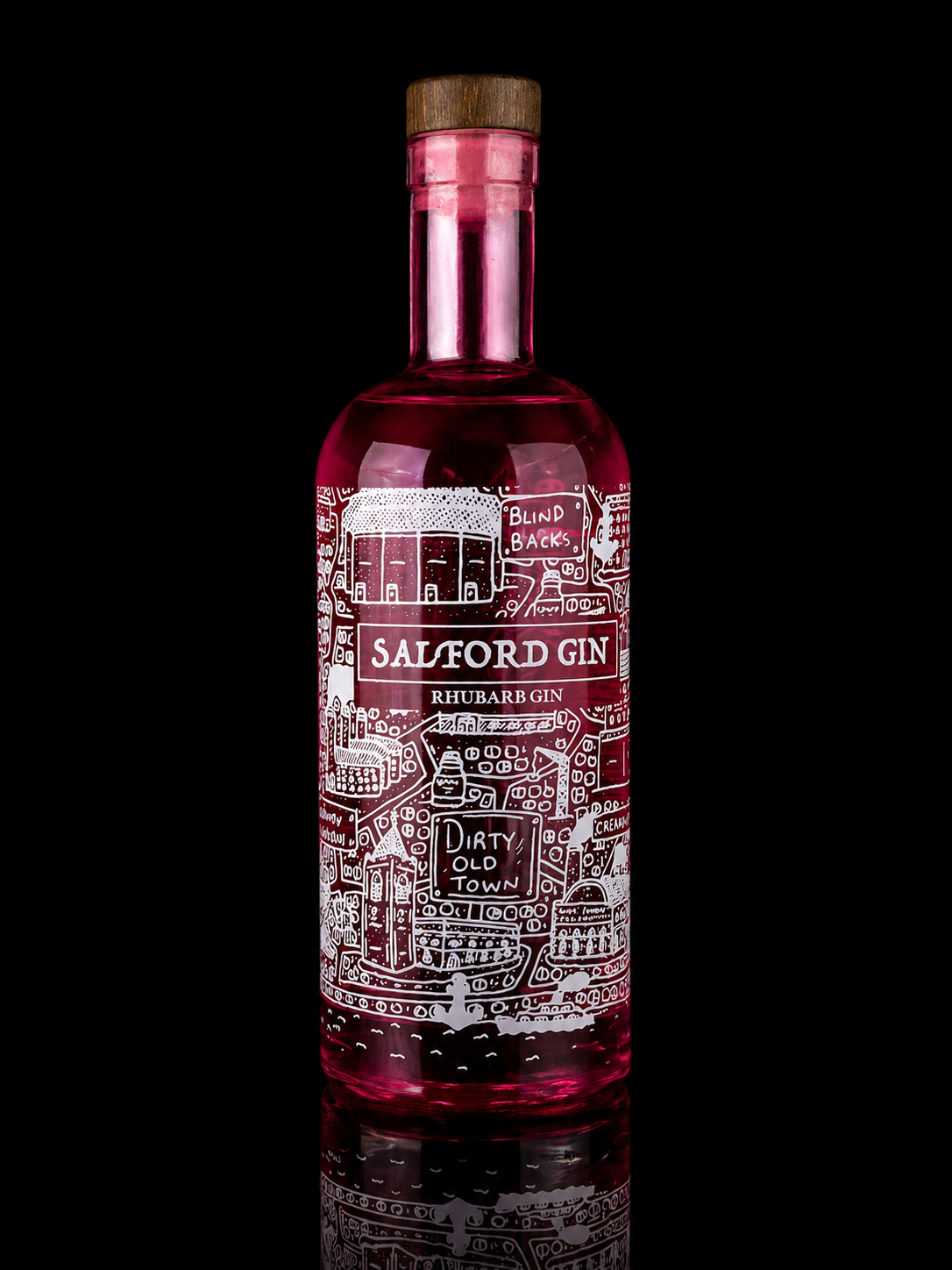 Salford Gin Rhubarb lifestyle shot with rhubarb garnish