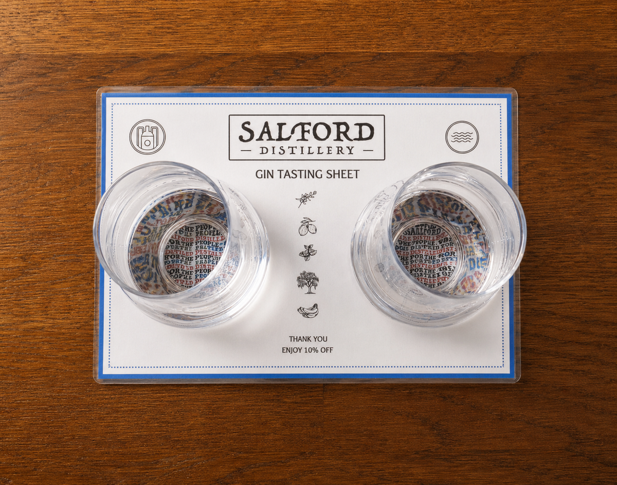 Salford Rum bottle and tasting glasses