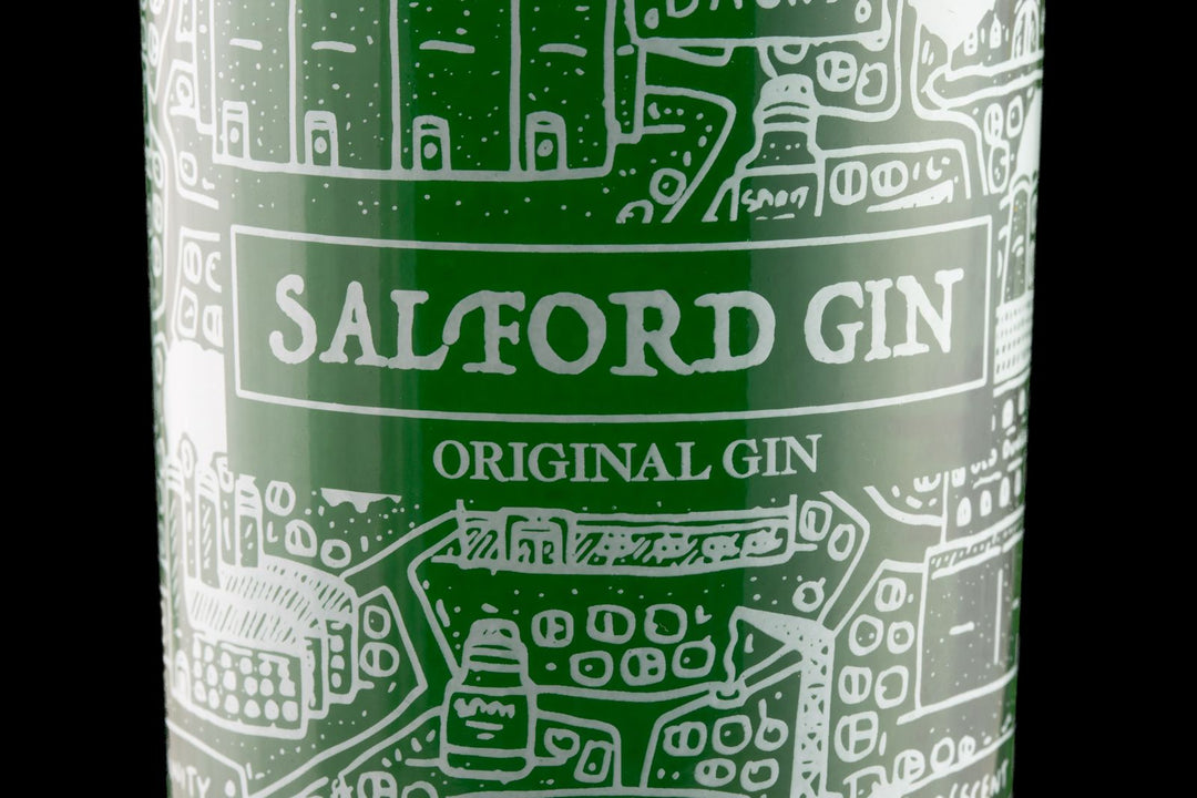 Salford Gin Original Dry lifestyle shot with botanicals