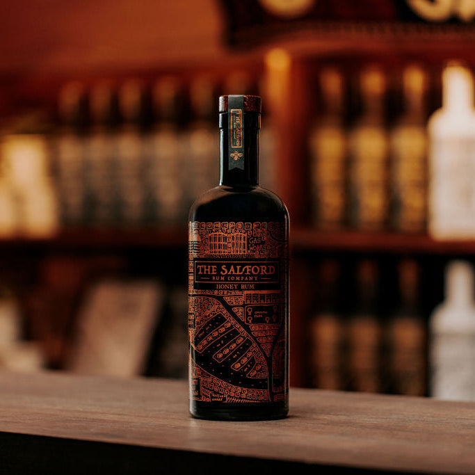 Salford Honey Rum 700ml bottle label detail