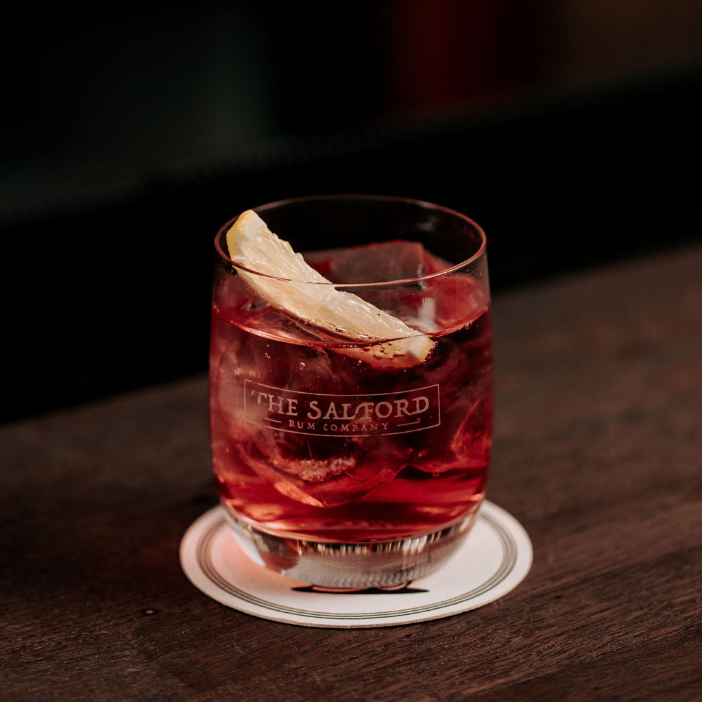 Rum & Black with Soda & Lemon