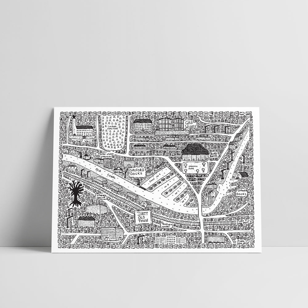 The Salford Rum Company x Dave Draws A4 Salford Docks art print