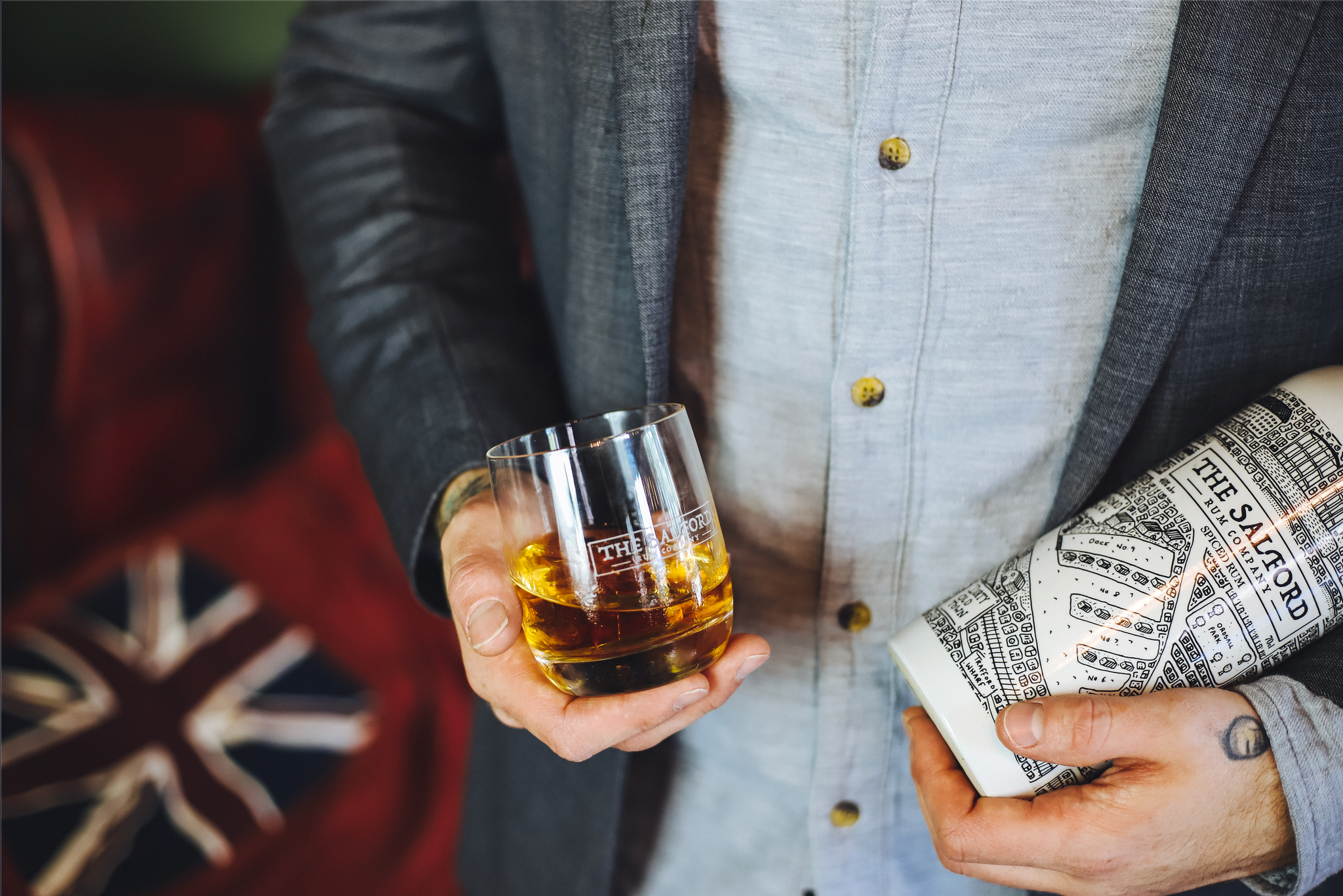 Salford Rum Glencairn tumbler gift lifestyle shot