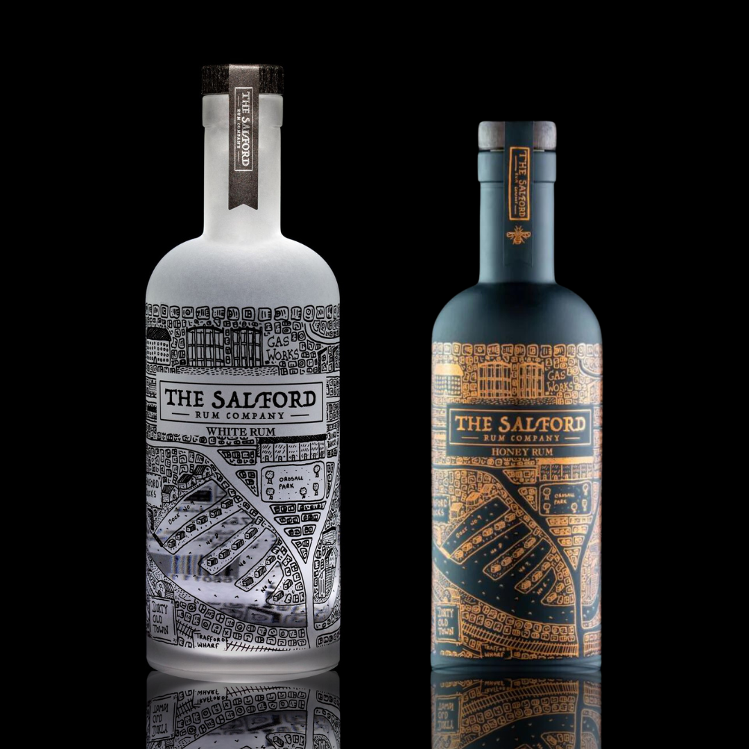 Salford Rum two bottle bundle top-down view